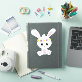 Kute Bunny, Little Bunny, White Bunny, Flowers Sticker (iPad Cover)