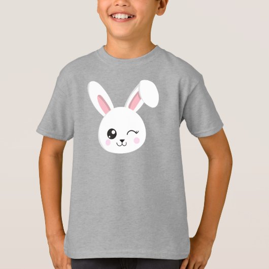 Kute Bunny, Little Bunny, White Bunny, Wink T-shirt (Voorkant)