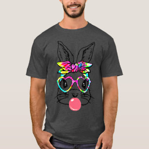 Kute Bunny met Bandana Heart Glasses Bubblegum Ea T-shirt