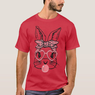 Kute Bunny met Bandana Heart Glasses Bubblegum Ea T-shirt