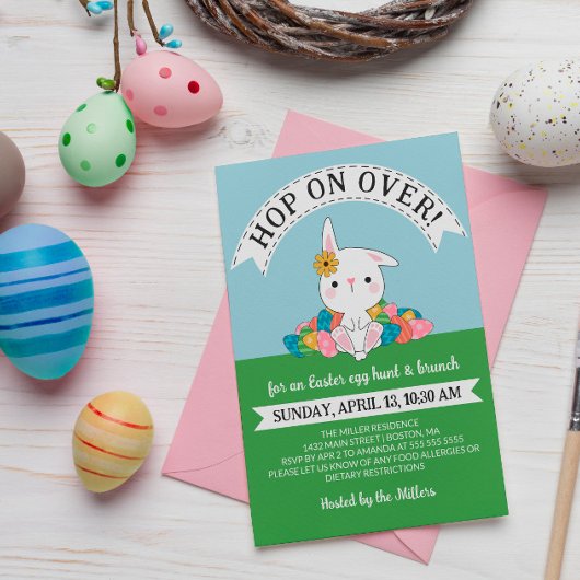 Kute Bunny met Easter Egg Hunt & Brunch Kaart