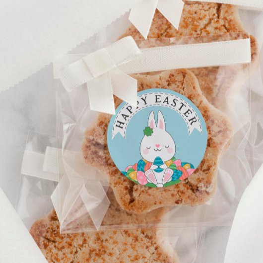 Kute Bunny met Easter Egg Hunt Happy Easter Ronde Sticker