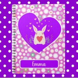 Kute Bunny met hart en bloemen Notitieboek
