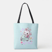 Kute bunny met kawai scooter tote bag (Achterkant)