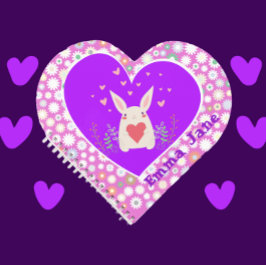 Kute Bunny met zoete harten en bloemen Notitieboek