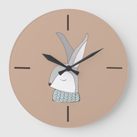 Kute Bunny Minimalist Nursery Clock Grote Klok (Voorkant)