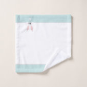 Kute Bunny & Monogram op Light Blue Blauwgroen & W Bad Handdoek (Wasdoekje)