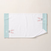 Kute Bunny & Monogram op Light Blue Blauwgroen & W Bad Handdoek (Handdoek)