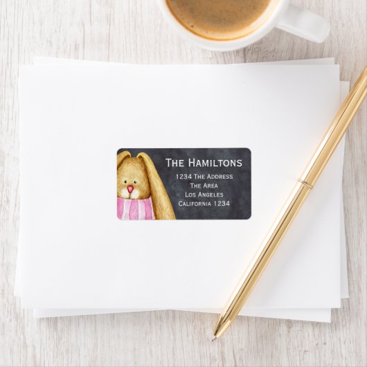 Kute Bunny op zwarte Waterverf achtergrond Etiket (Insitu)