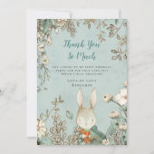 Kute Bunny Powder Blue First Birthday Dank je Bedankkaart (Voorkant)