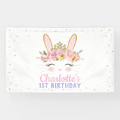 Kute Bunny Rabbit Baby shower Birthday Backdrop Spandoek (Horizontaal)