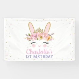 Kute Bunny Rabbit Baby shower Birthday Backdrop Spandoek