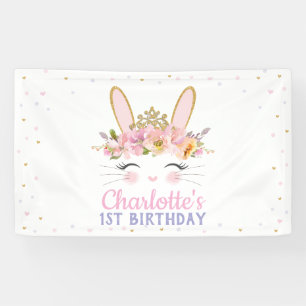 Kute Bunny Rabbit Baby shower Birthday Backdrop Spandoek