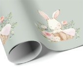 Kute Bunny Rabbit Green Baby shower Wrapping Paper Cadeaupapier (Rol Hoek)