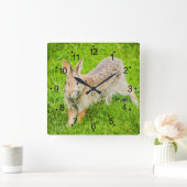 Kute Bunny Rabbit Wilde Dieren Square Wall Clock Vierkante Klok (Huis)
