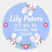 Kute bunny round address label (Voorkant)