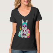 Kute Bunny Spel Video Game Gamer Happy Paast D T-shirt (Voorkant)