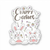 Kute Bunny Spring flower Pasen Sticker (Voorkant)