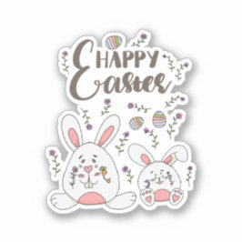 Kute Bunny Spring flower Pasen Sticker
