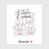 Kute Bunny Spring flower Pasen Sticker (Vel)