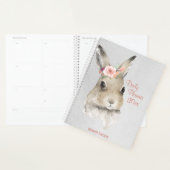 Kute Bunny Waterverf Floral Script Name Planner (Display)