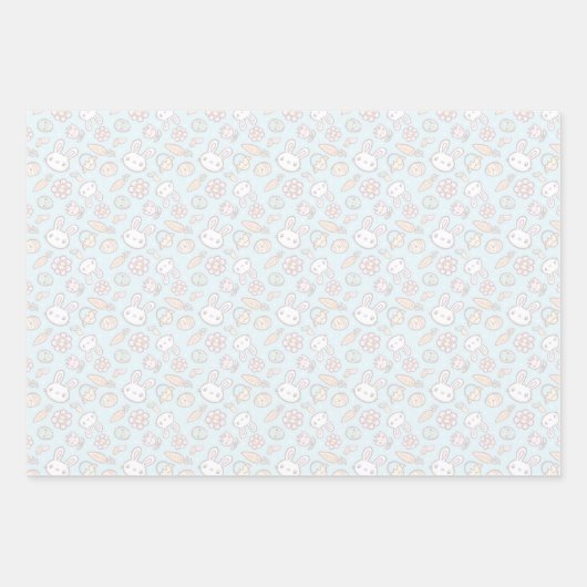 Kute Bunny Wrapping Paper Flat Sheet Set van 3 (Voorkant 2)