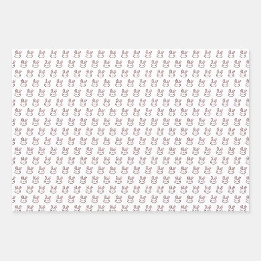 Kute Bunny Wrapping Paper Flat Sheet Set van 3 (Voorkant 3)