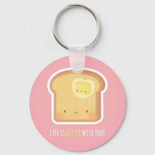 Kute Butter en Toast Better Together Sleutelhanger (Voorkant)