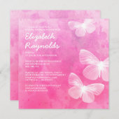 Kute Butterflies Bridal Shower Invitations Kaart (Voorkant / Achterkant)