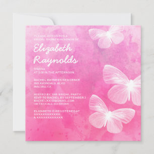 Kute Butterflies Bridal Shower Invitations Kaart