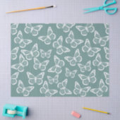 Kute Butterflies Elegant  Pattern Sage Green Tissuepapier (Craft)