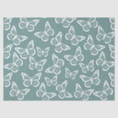 Kute Butterflies Elegant  Pattern Sage Green Tissuepapier (Voorkant)