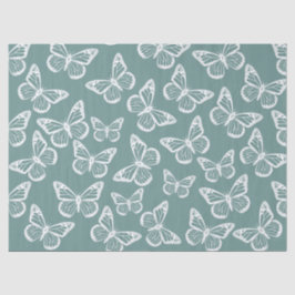 Kute Butterflies Elegant  Pattern Sage Green Tissuepapier
