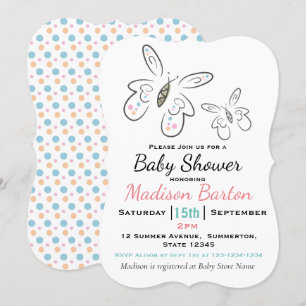 Kute Butterflies en Stippen Girl Baby shower Kaart