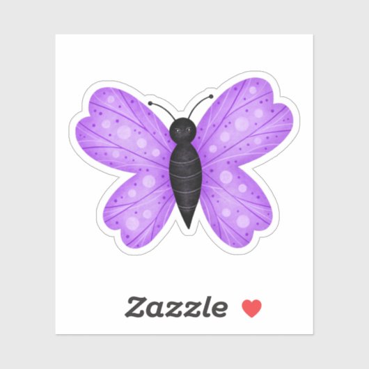 Kute Butterfly in Paars en zwart Sticker (Vel)