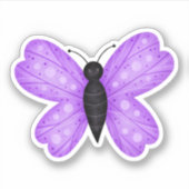 Kute Butterfly in Paars en zwart Sticker (Voorkant)
