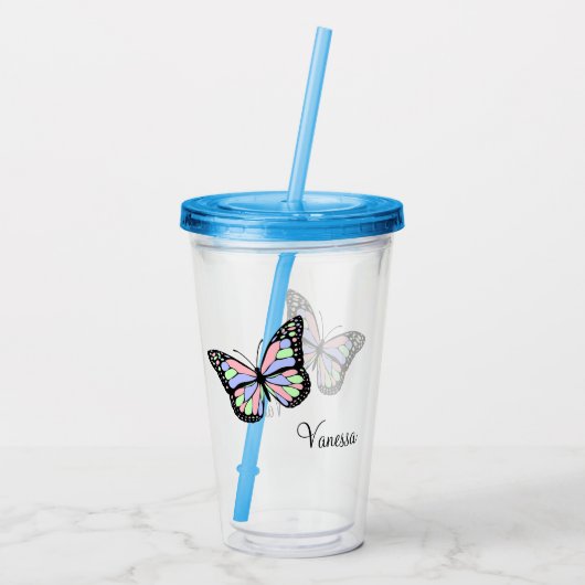 Kute Butterfly met naam Acryl Drinkbeker (Achterkant)