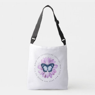 Kute Butterfly op roze Daisy Inspirerend Quote Crossbody Tas