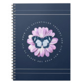 Kute Butterfly op roze Daisy Inspirerend Quote Notitieboek (Voorkant)