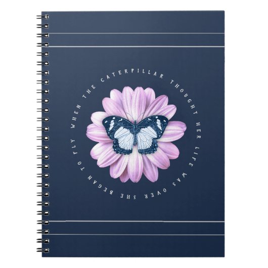 Kute Butterfly op roze Daisy Inspirerend Quote Notitieboek (Voorkant)