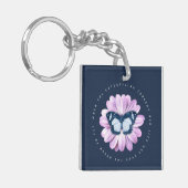 Kute Butterfly op roze Daisy Inspirerend Quote Sleutelhanger (Voorkant Links)