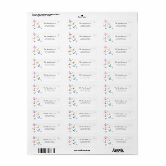 Kute Butterfly Return Address Label (Full Sheet)