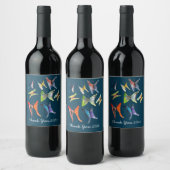 Kute butterfly waterverf art wine label wijn etiket (Flessen)