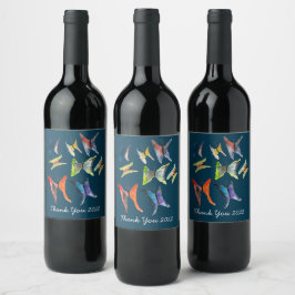 Kute butterfly waterverf art wine label wijn etiket