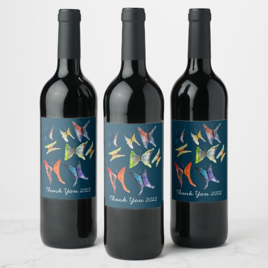 Kute butterfly waterverf art wine label wijn etiket (Flessen)