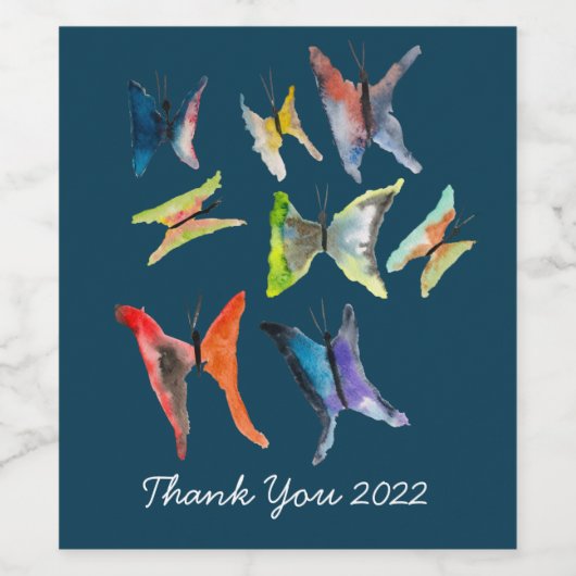 Kute butterfly waterverf art wine label wijn etiket (Enkel label)