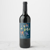 Kute butterfly waterverf art wine label wijn etiket (Voorkant)
