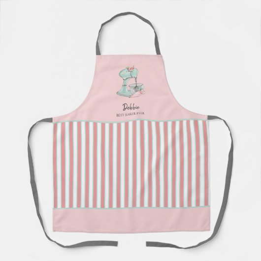 Kute Cake mixer roze en witte strepen bakkerijen Schort (Voorkant)