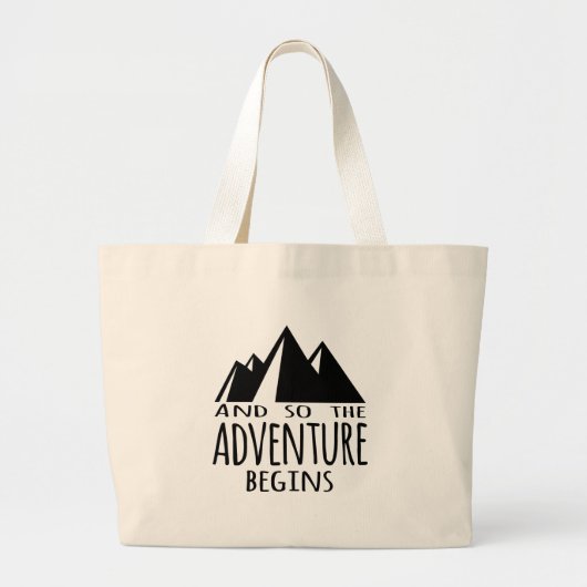 Kute Camping het avontuur begint Grote Tote Bag (Voorkant)