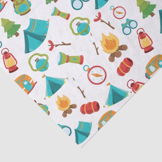 Kute Camping party-patroonweefsel Tissuepapier (Detail)